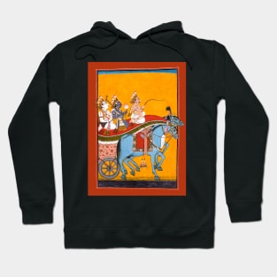 Krishna & Balarama on Chariot with Akrura 1700s Bhagavata Purana Hoodie